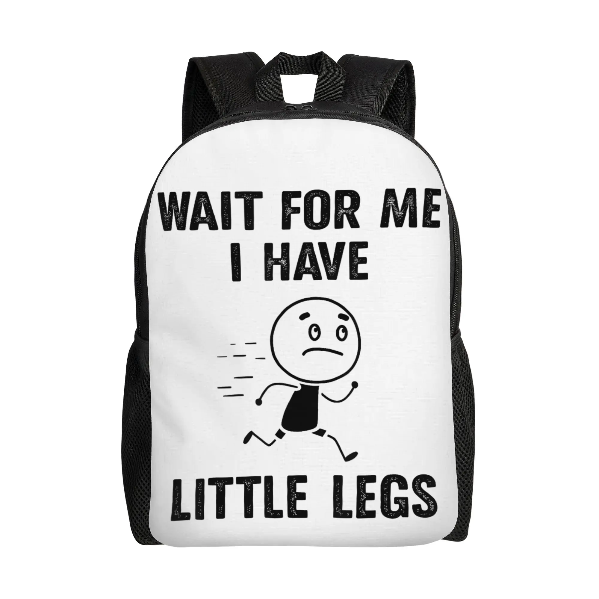 

Рюкзак классический спортивный для школы и работы, с забавным мемом, для мужчин и женщин, для ноутбука, сумка через плечо, дизайн «Жди меня, у меня маленькие ножки»