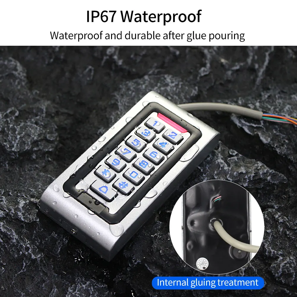 Metal Standalone Access Controller Wiegand Output RFID Card Reader IP67 Waterproof Zinc Alloy Keypad 125Khz Card WG26/34 Reader