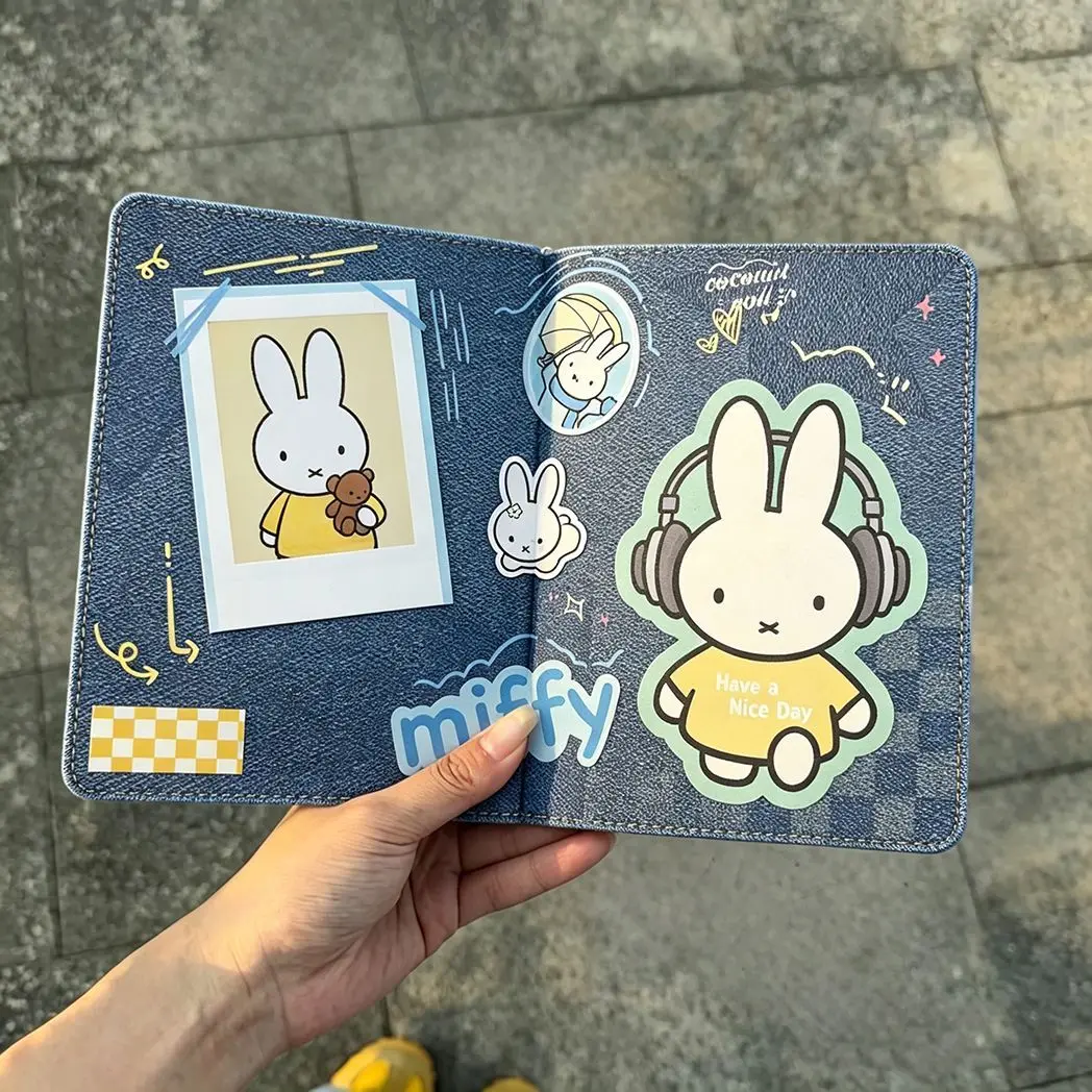 Vintage Denim Miffy Rabbit Leather Notebook Thick Journal With Color Pages Student Diary Portable Handwriting Scrapbook Notebook - view 5