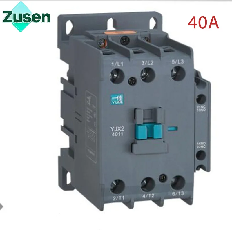 Zusen YJX2-4011 AC Contactor 40A 3 Phase 3-Pole 1NO1NC Coil Voltage 380V 220V 110V 36V 24V 50Hz