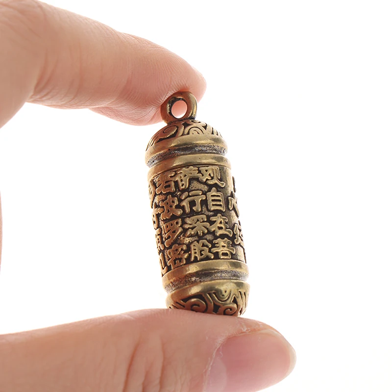 1 colgante de latón hueco hecho a mano con cilindro de sutra – Llavero de estilo vintage y mini contenedor para artículos pequeños