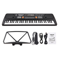 BIGFUN 61 Keys Rechargeable Electronic Organ Kids Electric Piano with Microphone Black Digital Music Electronic Keyboard