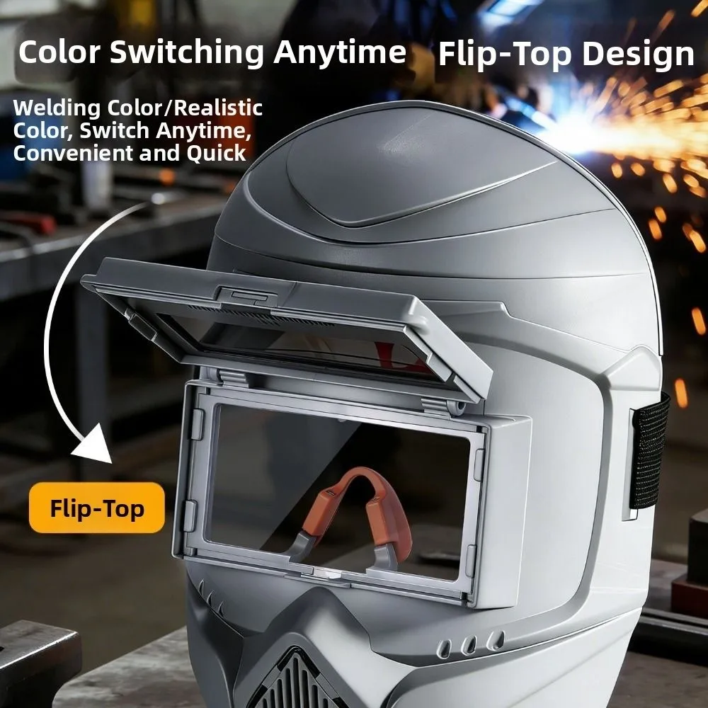 Auto-Darkening Welding Helmet Flip-Up Design High-Definition Welding Mask Face Cover 0.01ms True Color Lens Welder Shield view 3