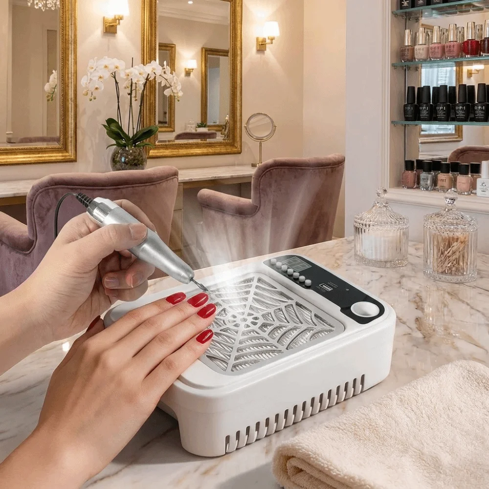 Adjustable Speed Nail Dust Collector Three In One Dust Proof Nail Polishing Machine UV Baking Lamp Powerful
