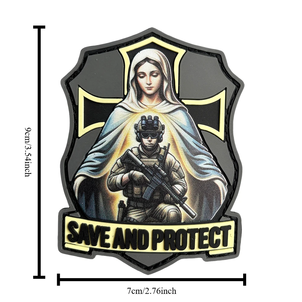 Save And Protect Crusader Knight PVC Patch Tactical Morale Badge Hook Loop Templar Paladin EDC Backpack Airsoft Military Gear