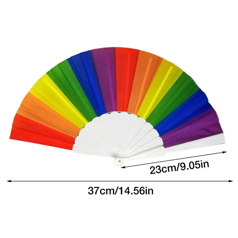 1Pc Regenboog Handfan Kleurrijke Regenboog Trots Handheld Fan Decor Hand Regenboog Vouwfans Voor Dames Heren