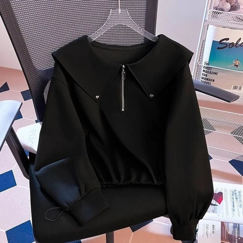 الرباط كم طويل الصلبة فضفاض البلوفرات غير رسمية ربيع الخريف سستة المرقعة الكورية تي شيرت الاتجاه مكتب النساء الملابس