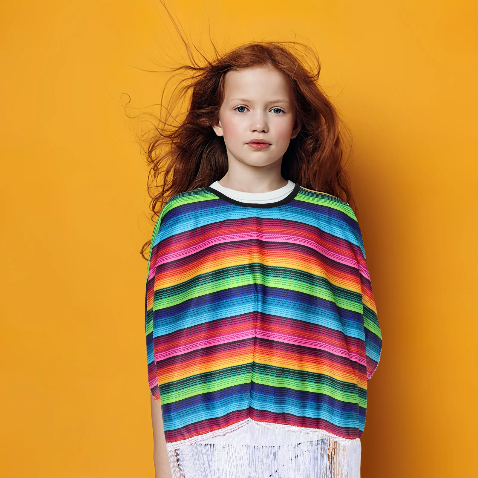 Dziecięcy meksykański kostium szal lekki kolorowy płaszcz peleryna na Halloween cosplay imprezę odgrywanie ról peleryna kostium magika dla dzieci