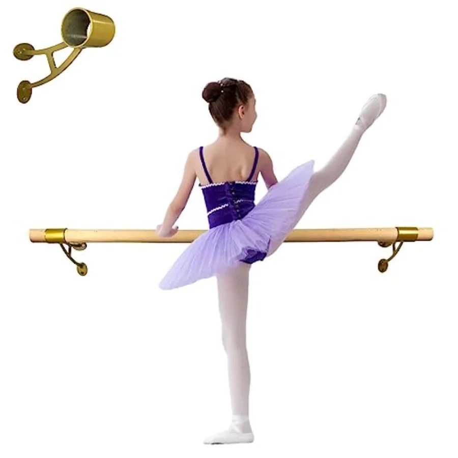 

Ballet Barre 4 FT Long 2.0 Diameter for and Adults Premium American Wood Wall Mounted Ballet Barre for Home/Studio Gold Color D