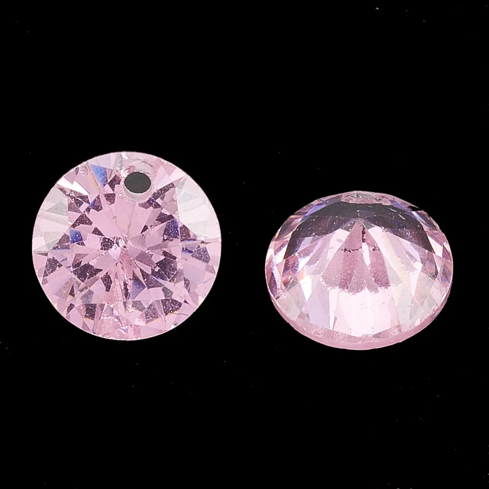 50pcs Cubic Zirconia  Faceted Flat Round Pearl Pink 6x3.5mm Hole: 0.8mm