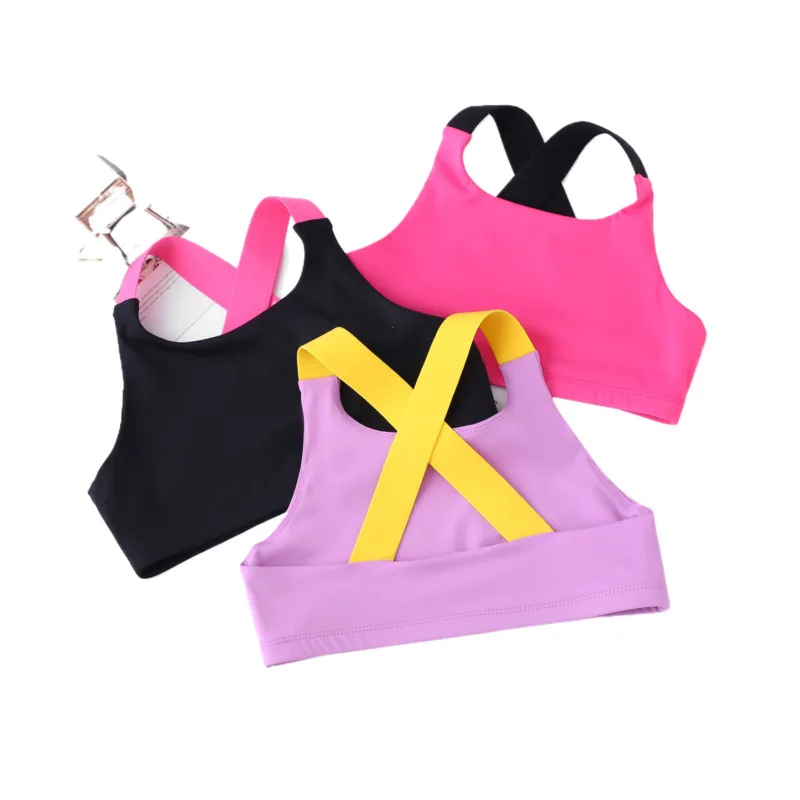 Girls Dance Tank Outfits Kids Yoga Crop Top Breathable Sports Bra Trendy Cropped Fitness Vest Athletic Wear Children Gym Clothes