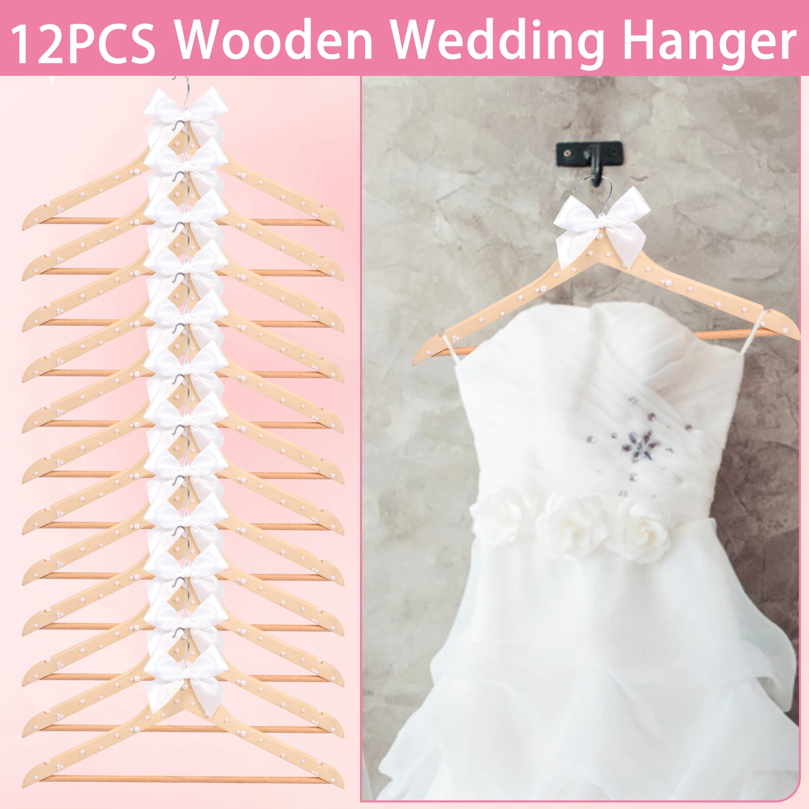 

12 шт. элегантная деревянная вешалка для свадебного платья подружки невесты свадебная вешалка с бантом из искусственного жемчуга для жениха подарок для подружки невесты