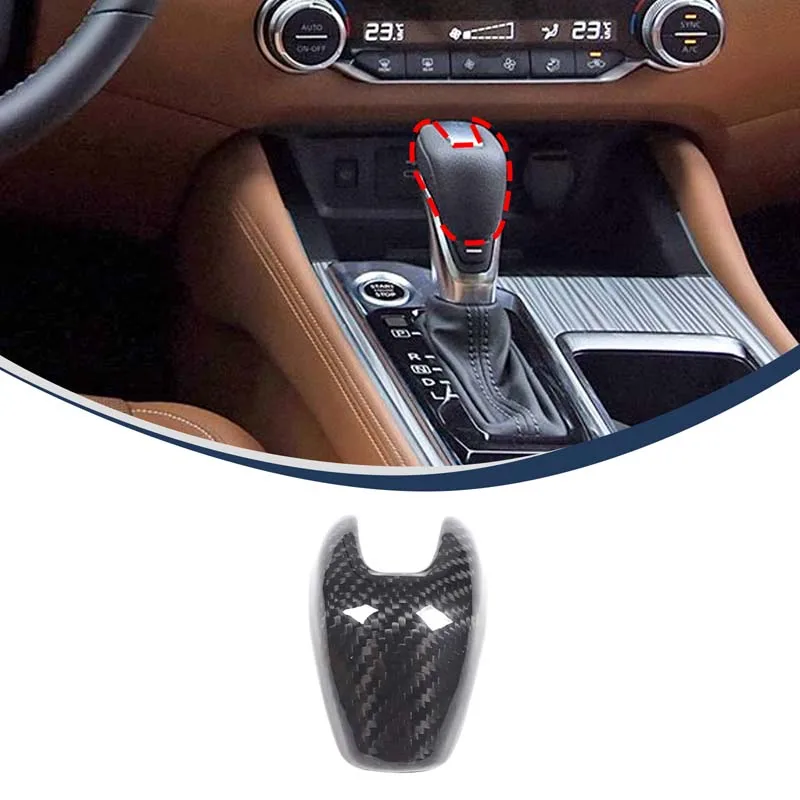 

For Nissan Altima Teana Sunny Sylphy Kicks 2019~25 Real Car Carbon Fiber Console Gear Shift Knob Cover Interior Car Accessories