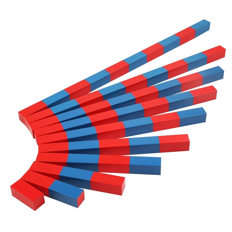 Montessori Numerical Rods 100cm Blue& Red Decimal Sticks Sensory Toys Mathematics Educational Equipment Kids Early Learning Tool