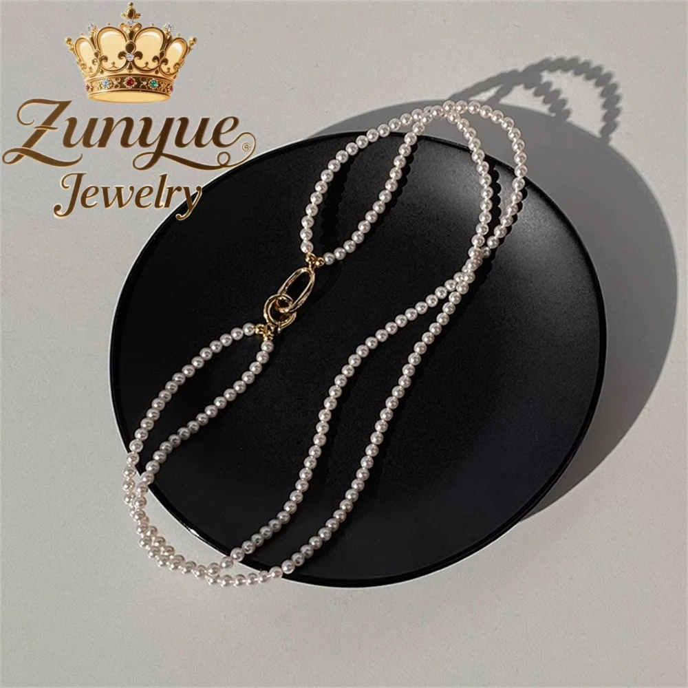 

Double - Layer Pearl Necklace Sweater Chain, Light Luxury And High - End Beaded Collarbone Chain Fashion Jewelry Exquisite Charm