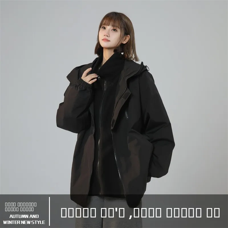 

Tee-in-One Men's down Jaet Detachable Climbing Windproof Outdoor Autumn Winter Zipper Decoration Casual Loose Fit Jaet