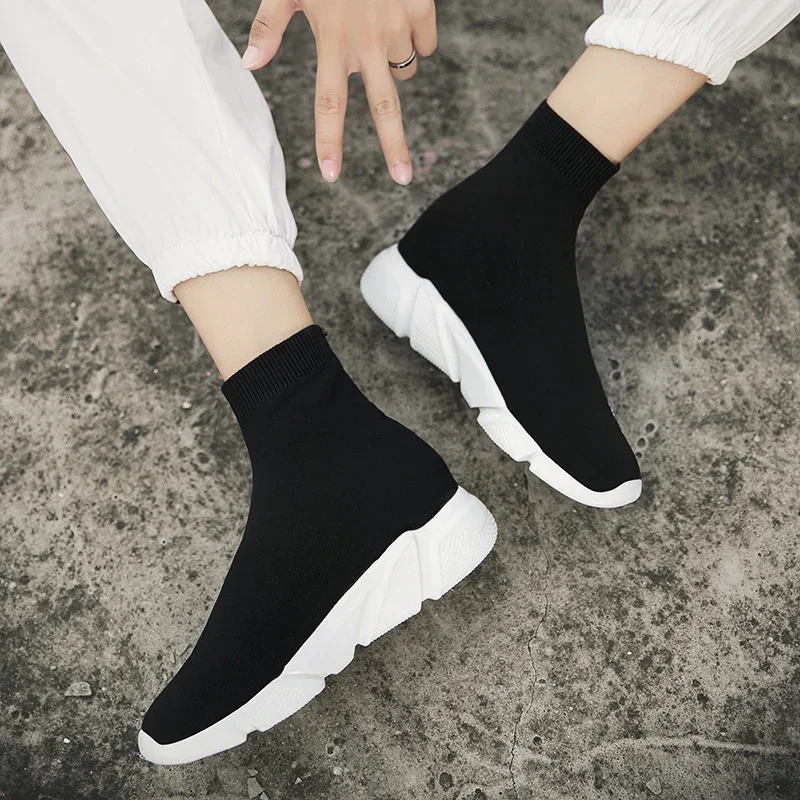 2026 Classic Black Socks Runing Shoes Men High Sock  Women Slip on Couple Casual Shoes Lightweight Sneakers Men basket