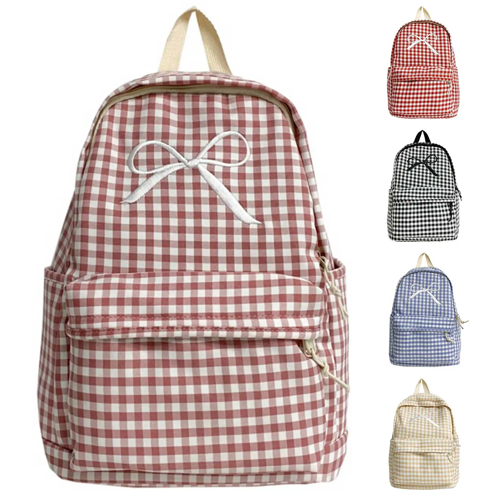 Stylish Campus Backpacks Large Capacity Soft Nylon Preppy Knapsack Multi-Pockets Casual Travel Bag Commute Work Backpacks