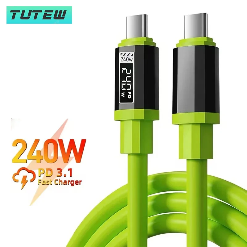 สายชาร์จเร็วแบบ Type C to Type C กำลังไฟสูง 240W สำหรับ Xiaomi Huawei OPPO iPhone 15 16 17 และ Samsung