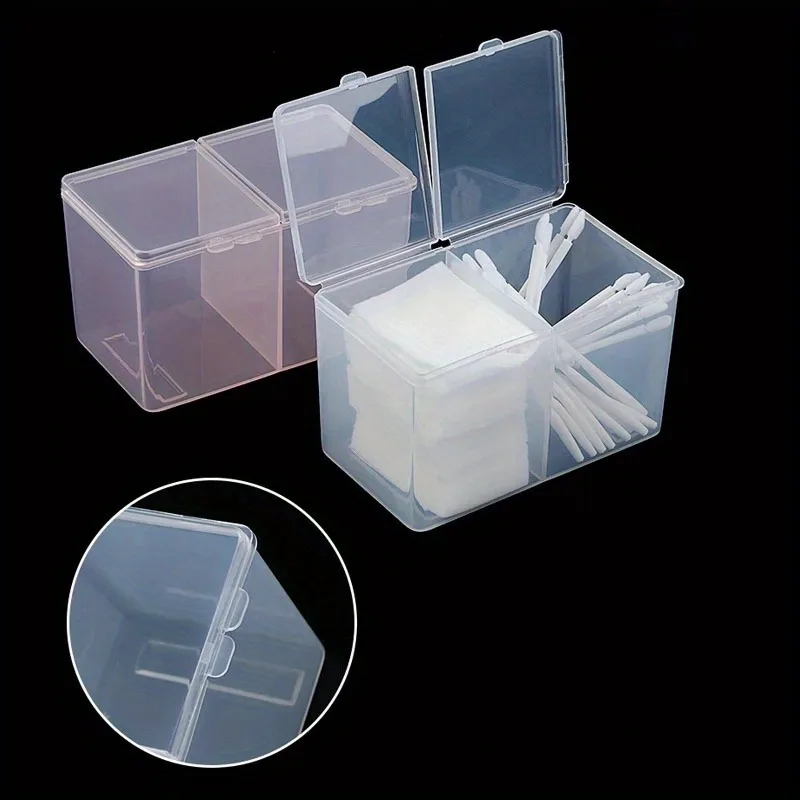 1pc Nail Storage Box Double Grille Dust Proof Belt Cover Cotton Sheet Napkin Storage Box Nail Accessories Finishing