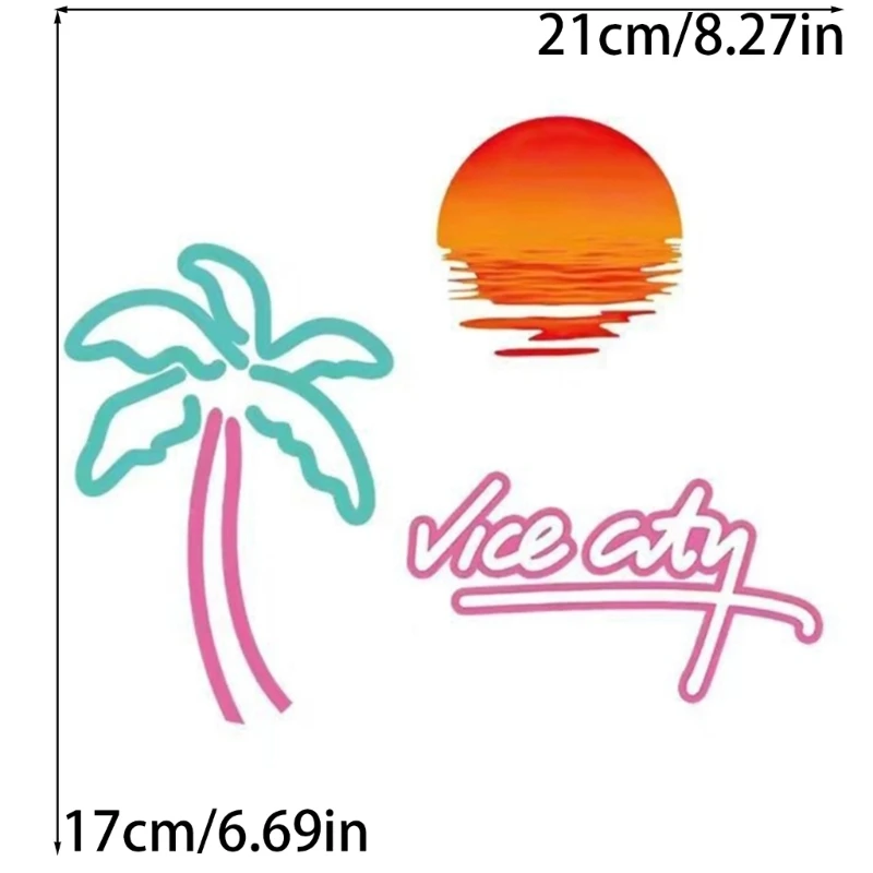 Autocollant réfléchissant pour fenêtre voiture, nouveau coucher soleil, cocotier, beau paysage, décoration voiture,