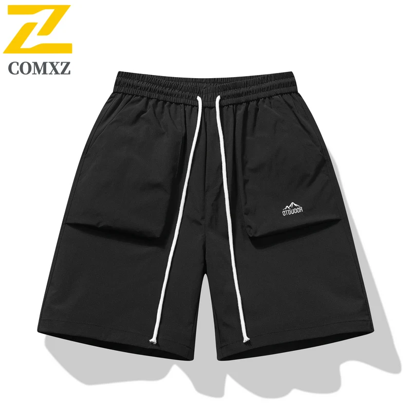 صيف جديد الرجال السراويل الاتجاه التطريز رقيقة التجفيف السريع تنفس جيب كبير السراويل الرياضية في الهواء الطلق الشاطئ تصفح السراويل