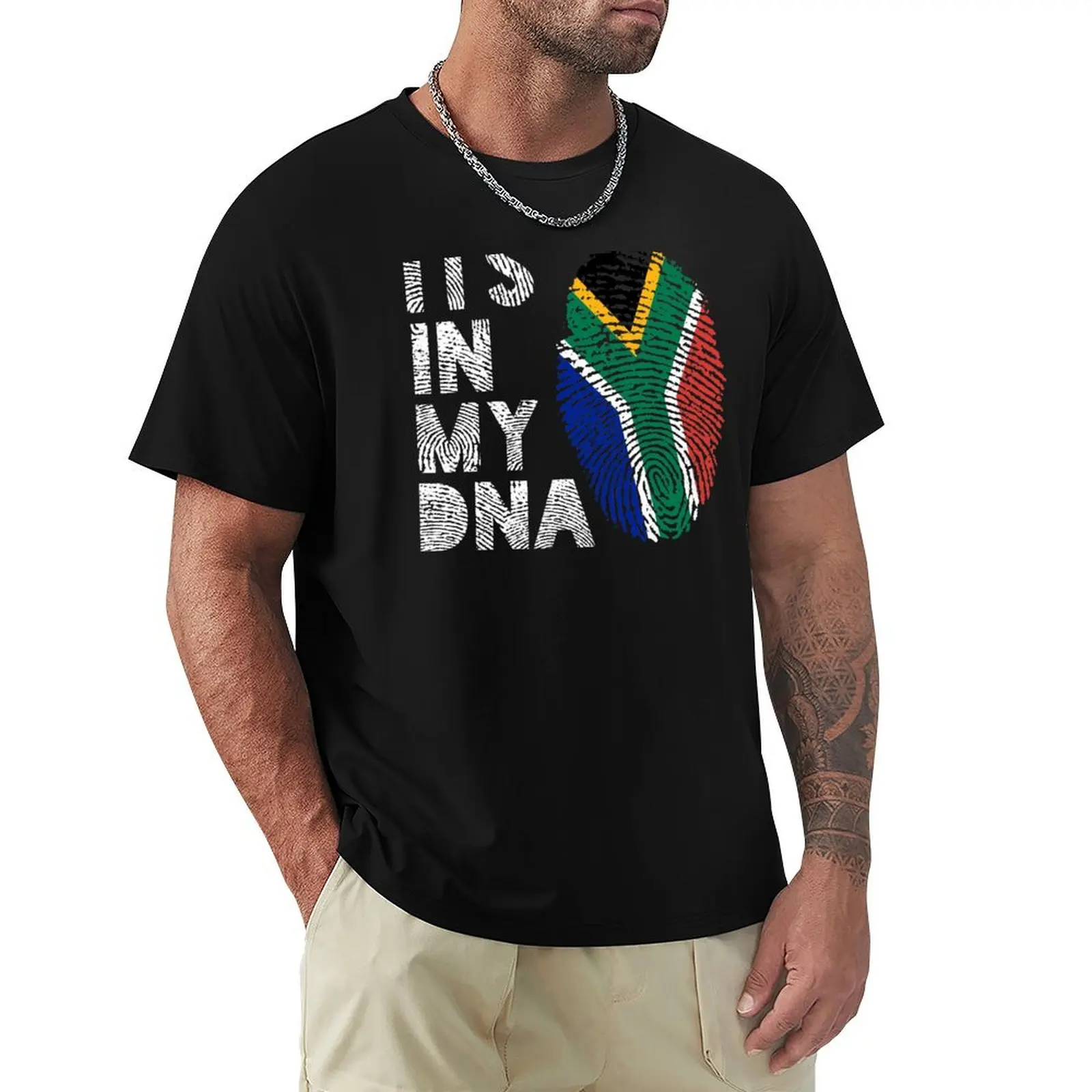 

Футболка с отпечатками пальцев It In My DNA, Южная Африка, футболки с графическим рисунком, футболки с аниме, футболка большого размера для мужчин