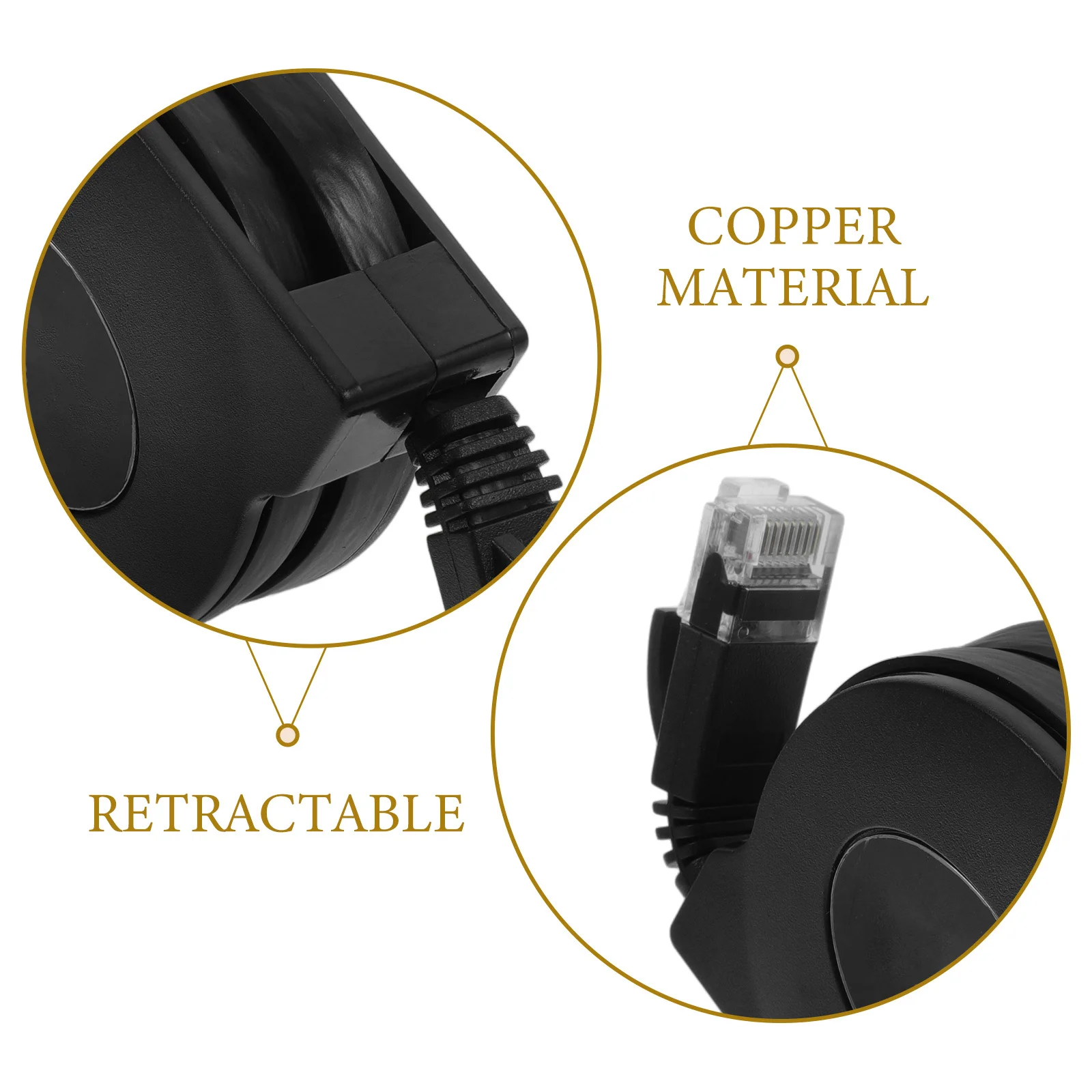 

Cat6 Retractable Network Cable 6.6ft Durable Gold-Plated Connectors Gigabit Ethernet Lan Router Pc Printer Travel Cable