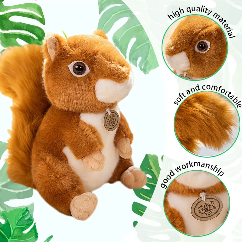 Squirrel Stuffed Animal Cute Jungle Animal Soft Squirrel Plush Toy Fantastic Animals Gift for Kids Birthday Gift