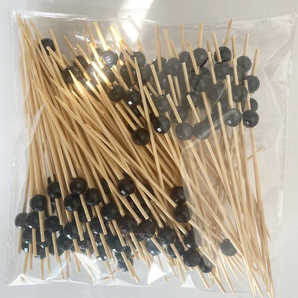 100 pcs/50 pcs Bamboe Fruit Vork Cocktail Prikker Spiesjes Wegwerp Fruit Vork Cocktail Prikkers Vorken Voedsel Picks bruiloft - afbeelding 1