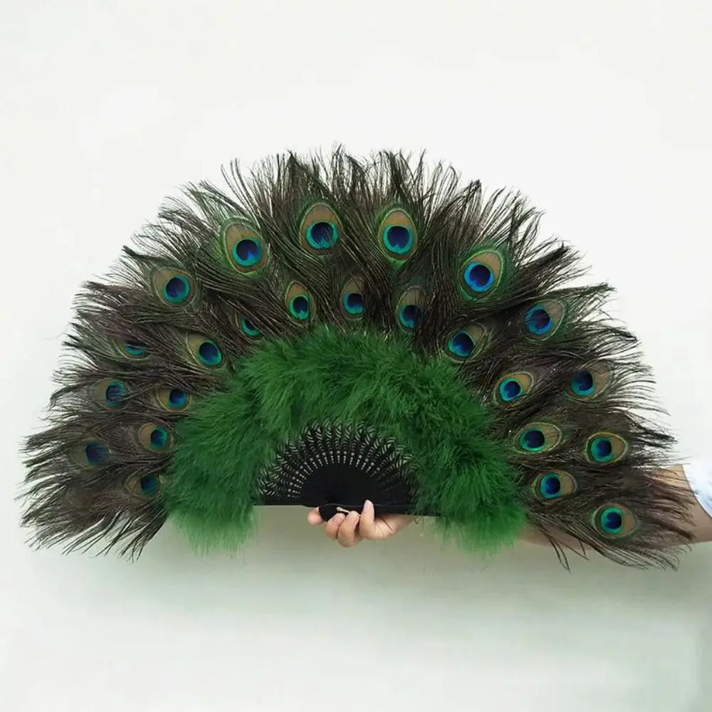New 28 Bones Large Peacock Fur Fan 9 Colors 65cm Square Dance Performance Fan Cheongsam Show Live Fan Wedding Party Decoration