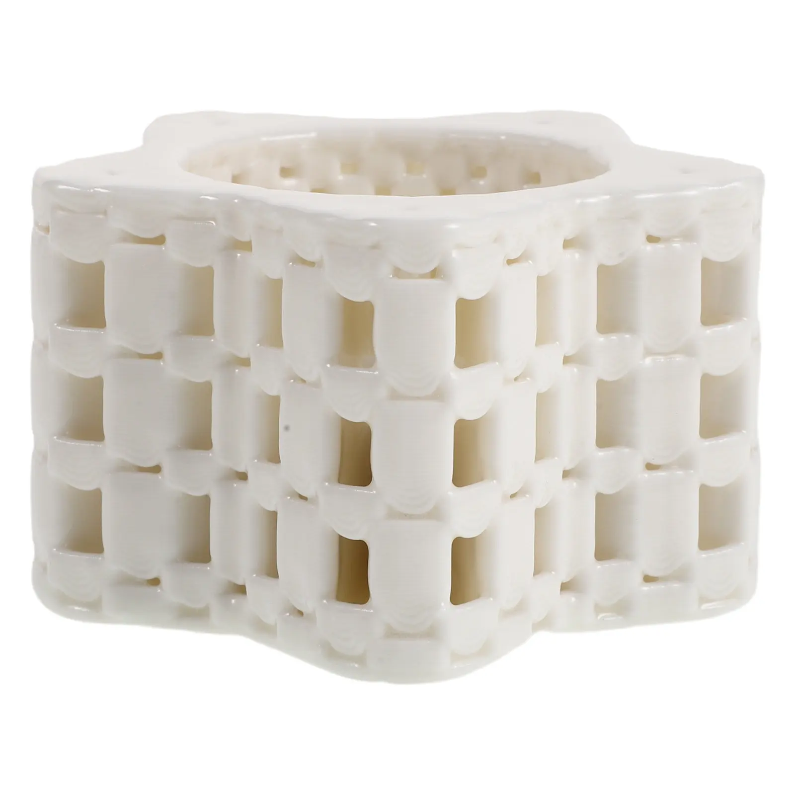 Retro Hollow Ceramic Holder 3D Lattice Cutout Design Dining Table Holder Wedding Decorative Centerpiece