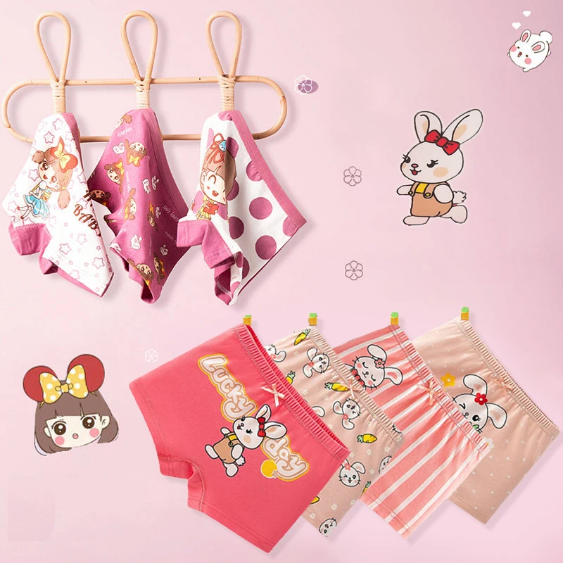 4-Pack Comfortable Girls Cotton Panties High Quality Children's Underwear Beautiful Cartoon Princess Girl Boyshorts Sizes 3-12