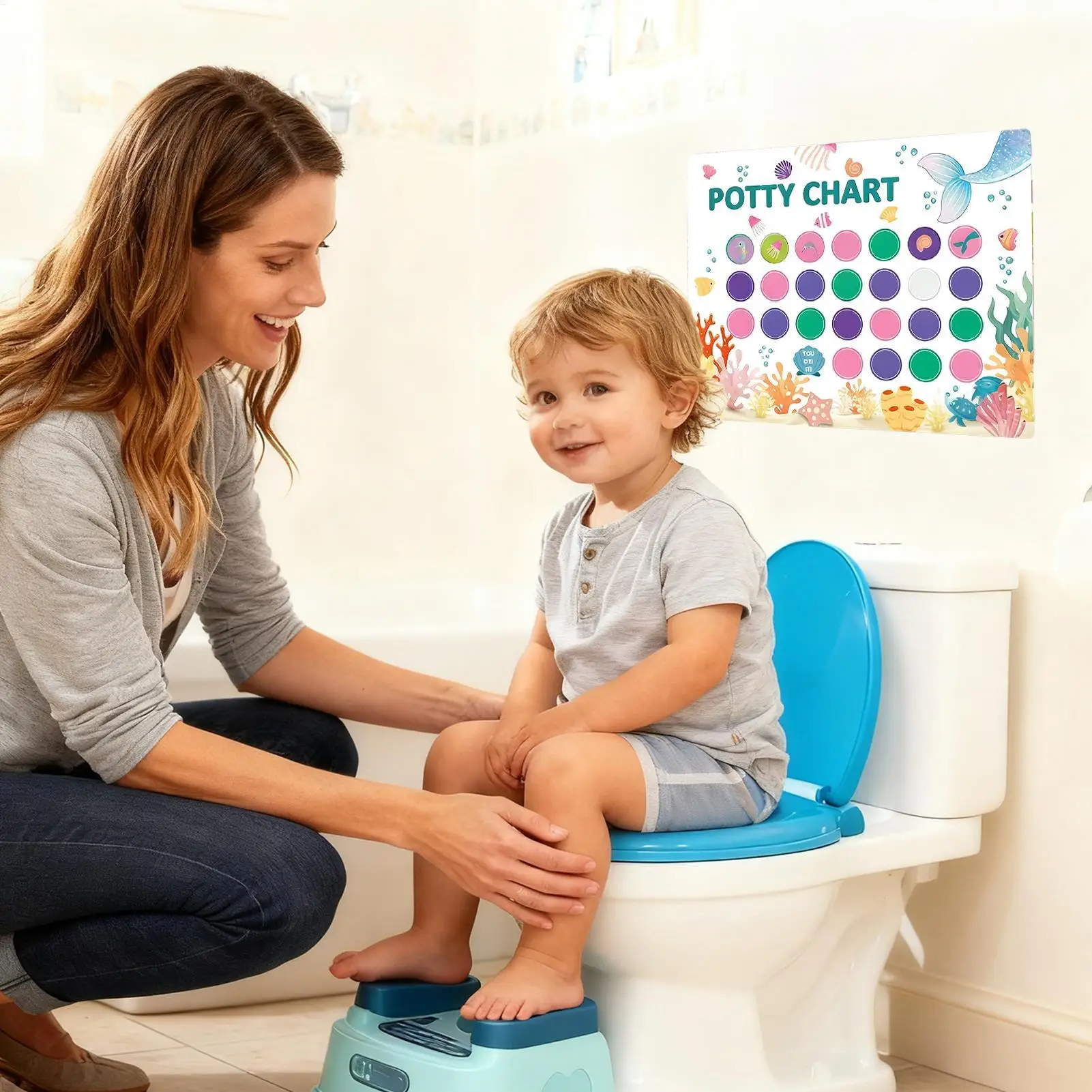 مخطط ملصق للتدريب على استخدام المرحاض، مخطط ملصق لجوائز تعلم عادة المرحاض للأطفال للتدريب على استخدام المرحاض لمدة 2-4 سنوات