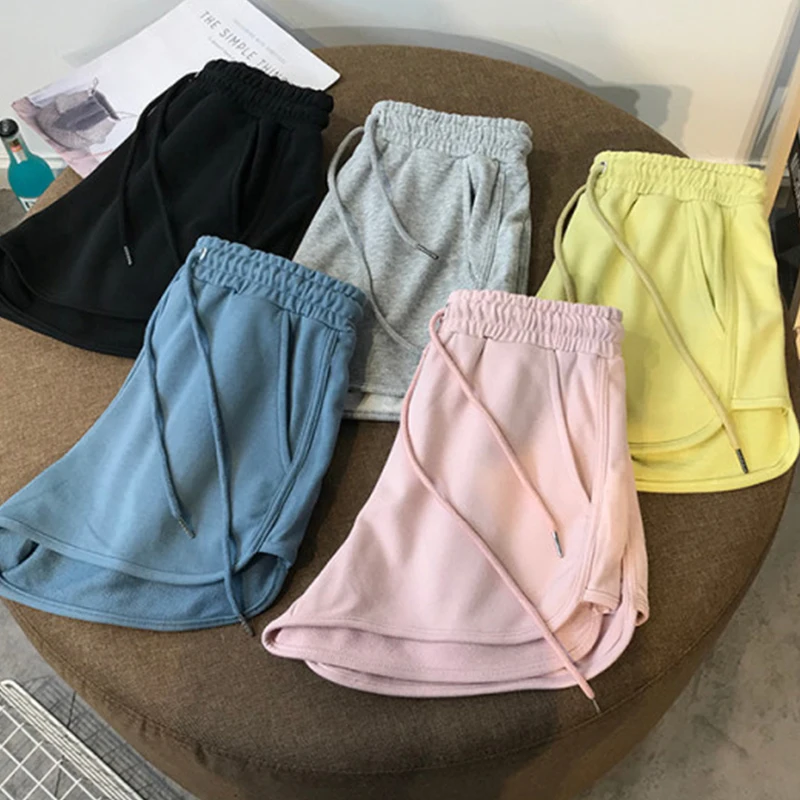 Fashion Women Summer Casual Solid Color Elastic Waist Lace Up Shorts Casual Short Female Running Cycling Sport Pants