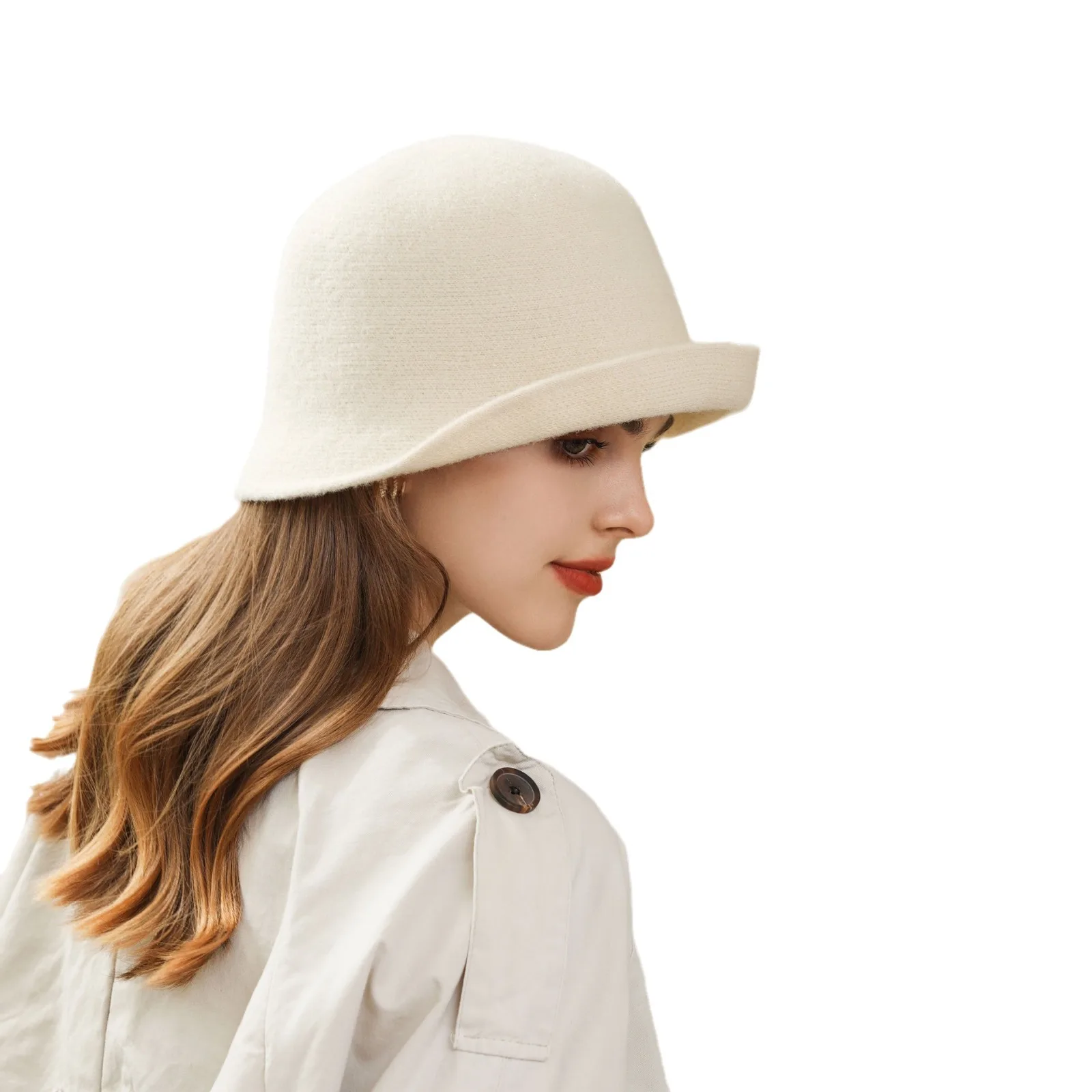 Japanese Crimped Basin Hat Fashion Women\'s Knitted Autumn Winter Spring and Summer Sunshade Top Hat Sunscreen Bucket Hat