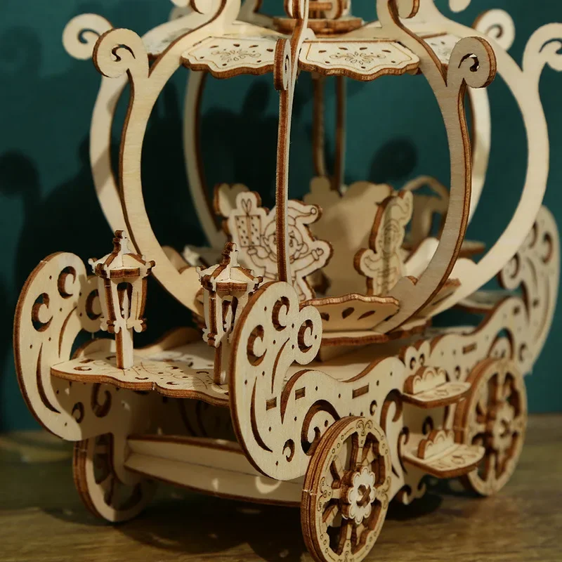 Puzzle 3D en Bois, Modèle de Voiture Citrouille, Assemblage Fait à la Main, Jouet, Analyste de Construction pour Enfants et Adultes, Décoration