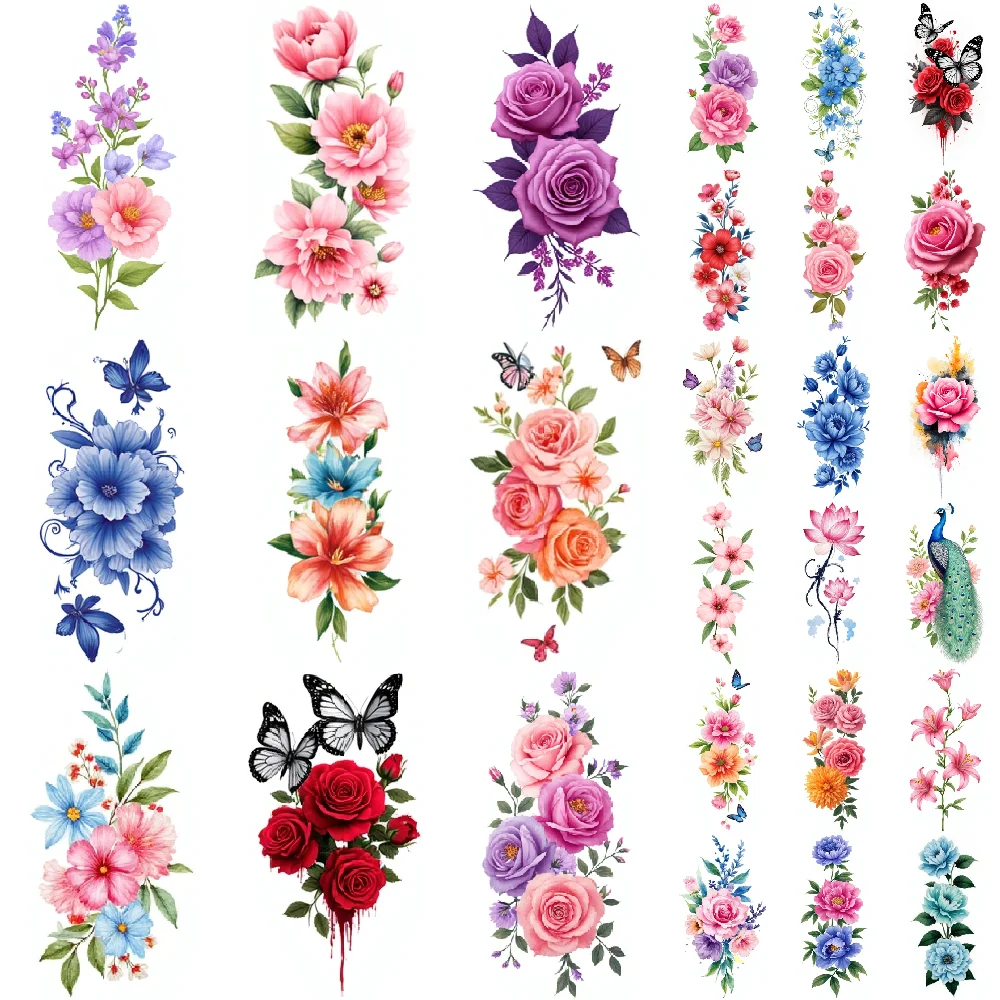27PCS Waterproof Floral Tattoos 3d Nature Tattoo Stickers Realistic Skin Art For Men Women Parties Festivals