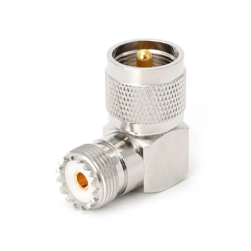 F42D UHF PL259 Male Plug To SO239 Female 90 Degree RF Adapter Connec