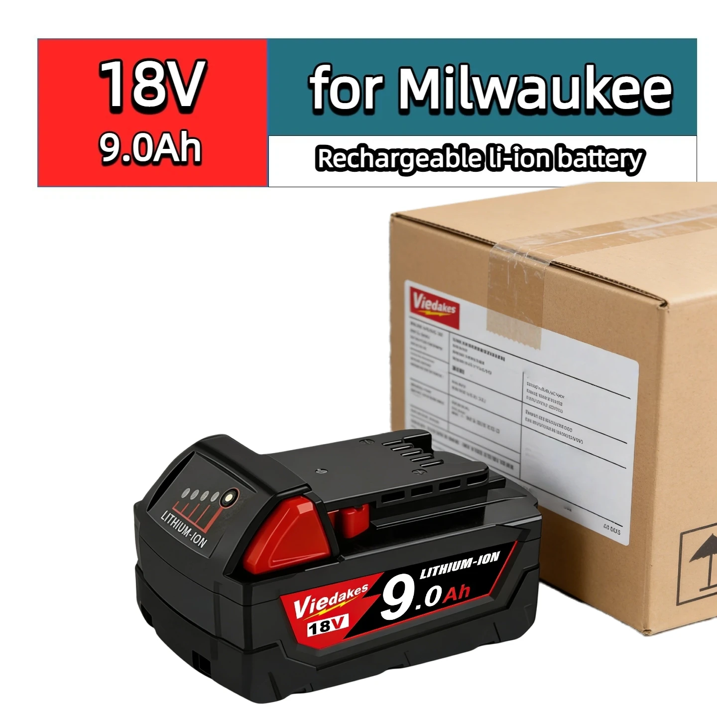 

Viedakes Original 18V 9Ah 18650 Lithium Battery for Milwaukee Battery Replacement M18 48-11-1850 XC