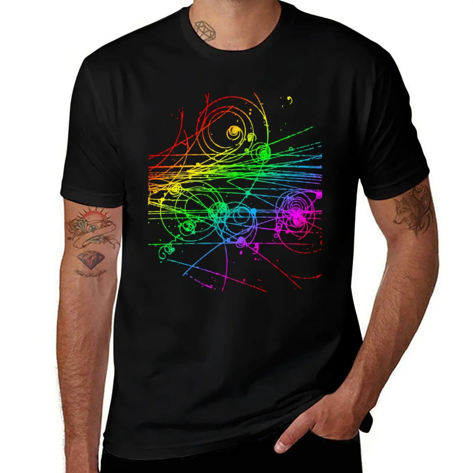 

Particle tracks (rainbow) T-Shirt Summer Casual Loose T-Shirt