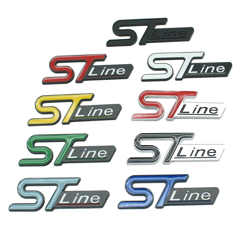 3d Metal Logo ST Line Emblem Car Front Grill Badge Trunk Decal For Puma Kuga Fiesta Focus MK4 ST Line Sticker Accessories