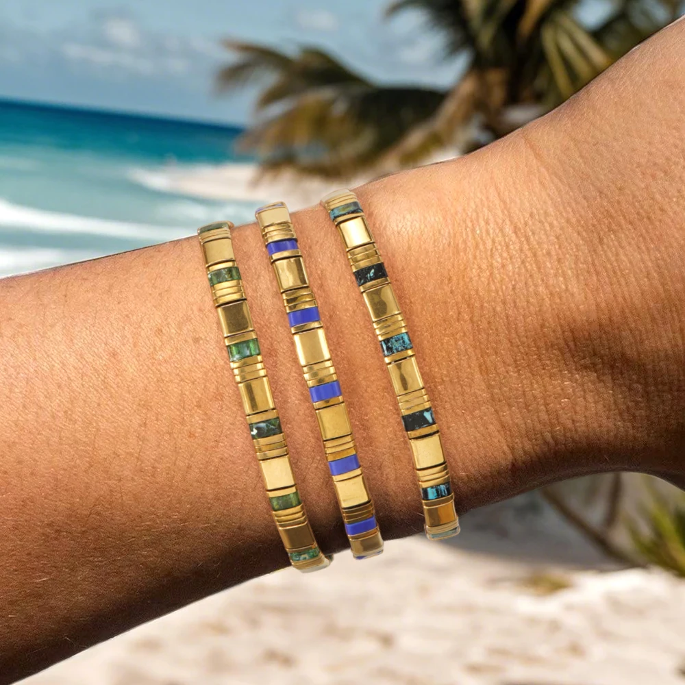 

Go2boho Women's Rainbow Miyuki Tila Bracelet with New Glass Beads Boho Summer Beach Jewelry Pulseras Ladies Armband Gift