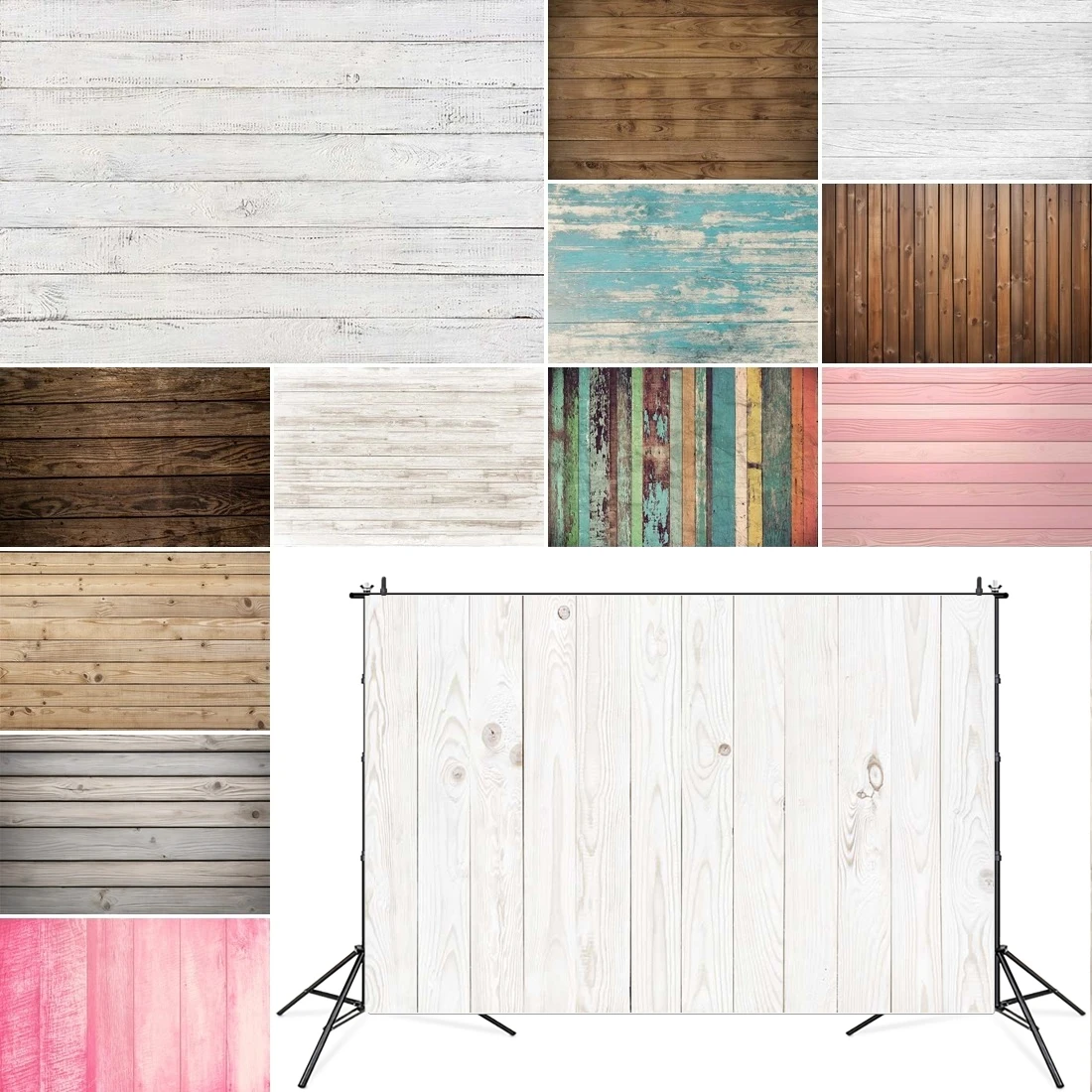 

MOON.QG Wood Textured Backgrounds For Photographs Planks Multicolor Floor Backdrop Child Birthday Party Accessories Poster