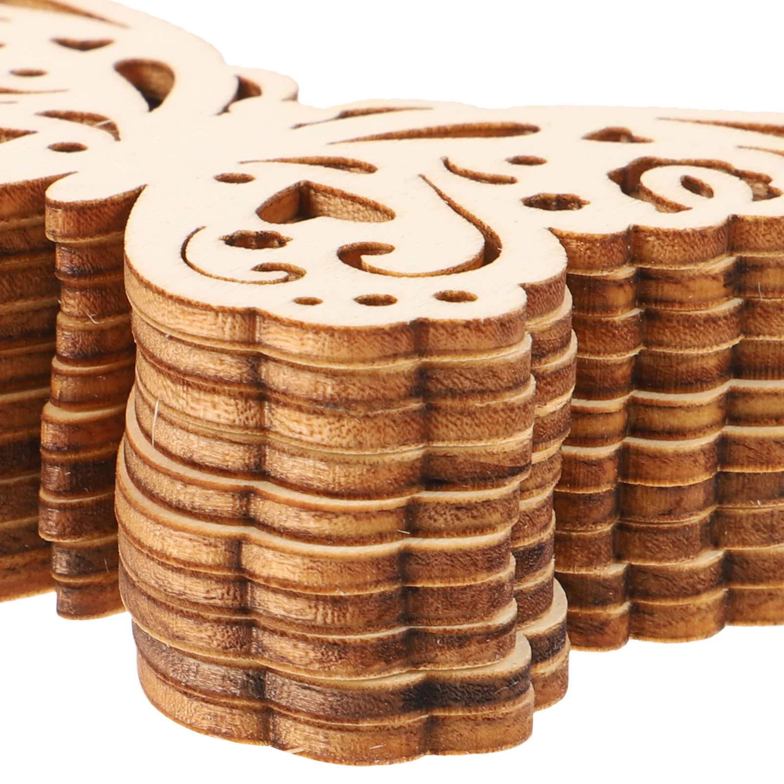 

10pcs 80Mm Wooden Slice Craft Material For Diy Christmas Ornament Art Project Supplies Butterfly Pattern Decor Handicraft