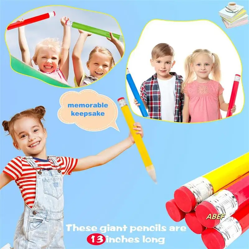 

15 Pack 14 Inch Wooden Jumbo Pencils With Cap Funny Novelty Inspirational Giant Wood Pencils For Kids