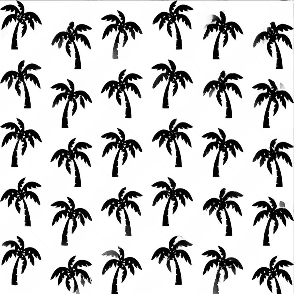 Custom size wallpaper black and white coconut palm tree seamless pattern tropical tree background home decoration 3d wallpaper