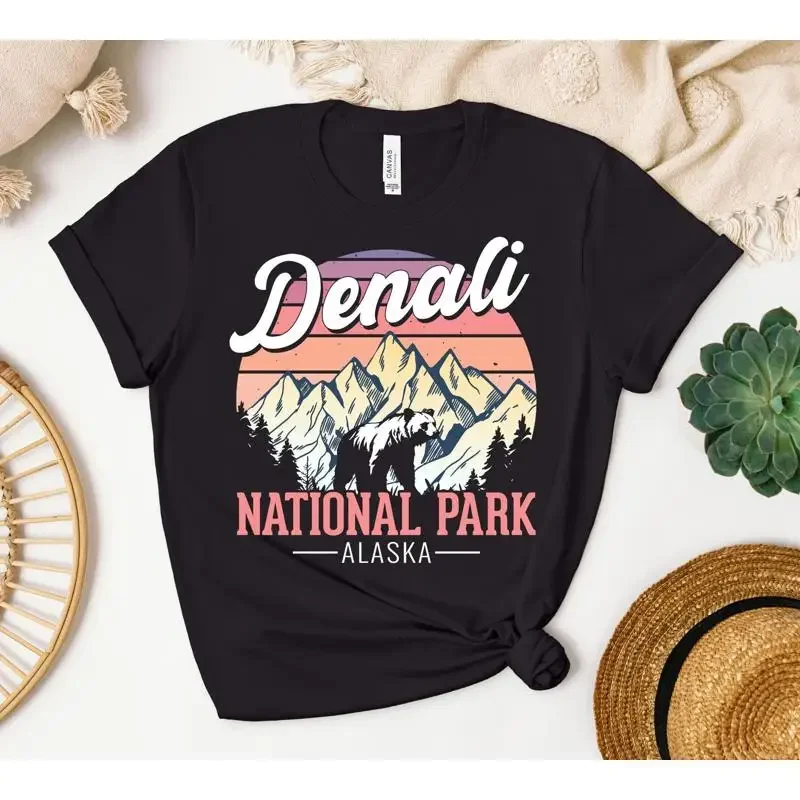 Denali National Park T Shirt Hiking Travel Camping Alaska