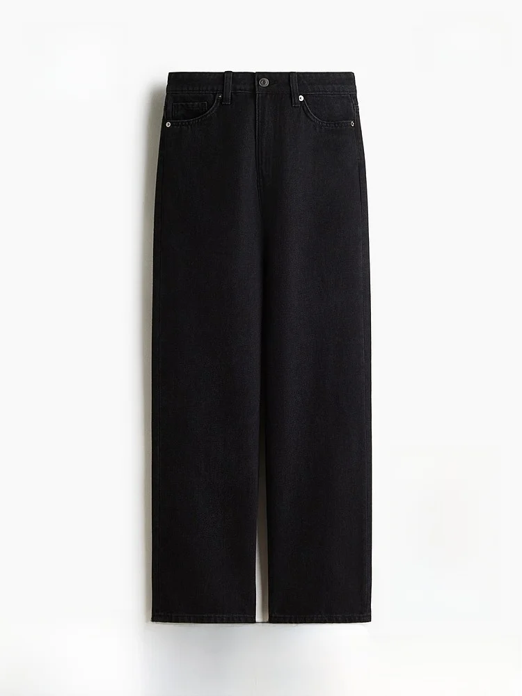 

Джинсы прямого кроя с высокой талией, женские, весенняя новинка, повседневные, из смеси хлопка и полиэстера, без эластана, удобная посадка, H&M 209534