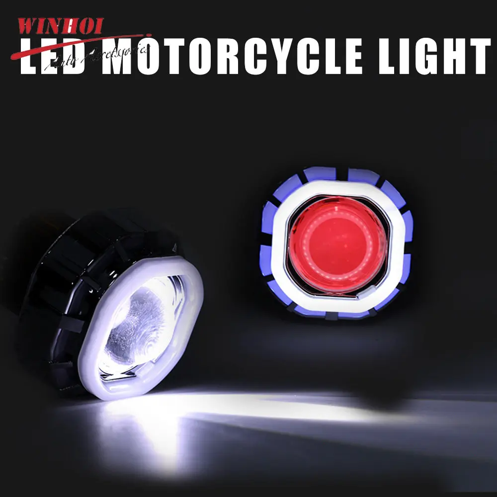Motorcycle Led Light Angel Eye for Motorcycle High Low Beam Auxiliary Spotlights Additional Driving Fog Light for Moto Scooter